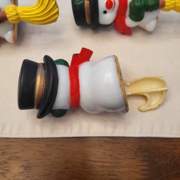 Set of 3 1960s Snowman w/ Corn Broom Stocking Holders Shelf Sitters - Picture 6 of 8
